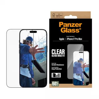 PanzerGlass ® Screen Protector iPhone 17 Pro Max | Ultra-Wide Fit con EasyAligner