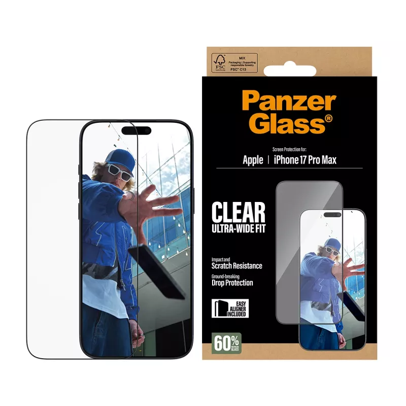 PanzerGlass ® Screen Protector iPhone 17 Pro Max | Ultra-Wide Fit con EasyAligner