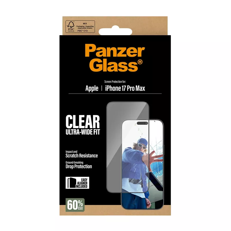 PanzerGlass ® Screen Protector iPhone 17 Pro Max | Ultra-Wide Fit con EasyAligner