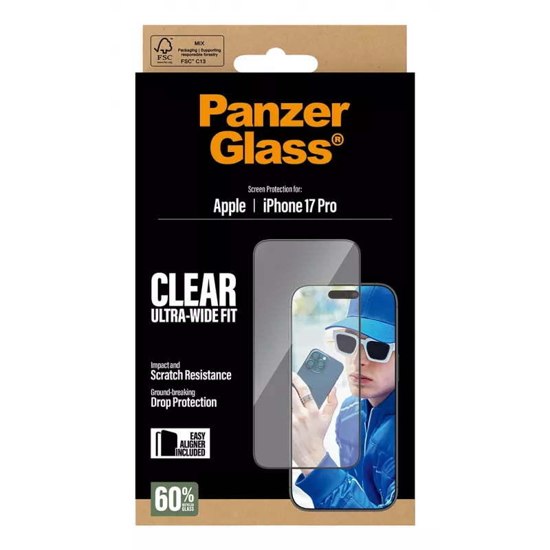 PanzerGlass pellicola protettiva per display iPhone 17 Pro Ultra-Wide Fit EasyAligner antigraffio antishock