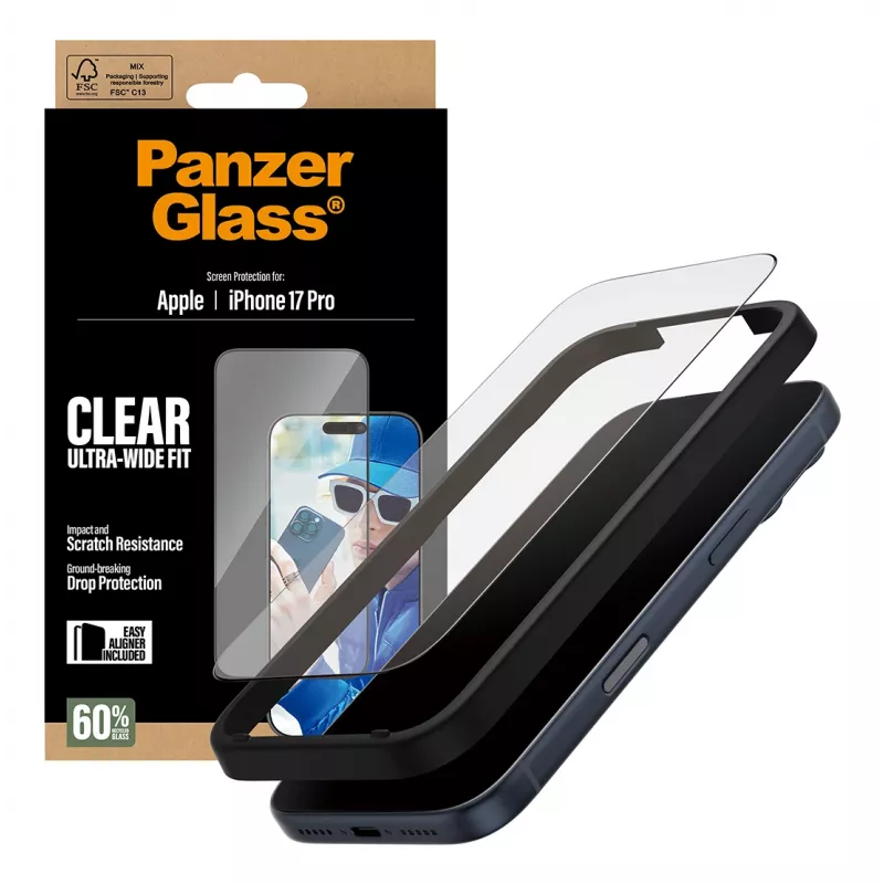 PanzerGlass pellicola protettiva per display iPhone 17 Pro Ultra-Wide Fit EasyAligner antigraffio antishock