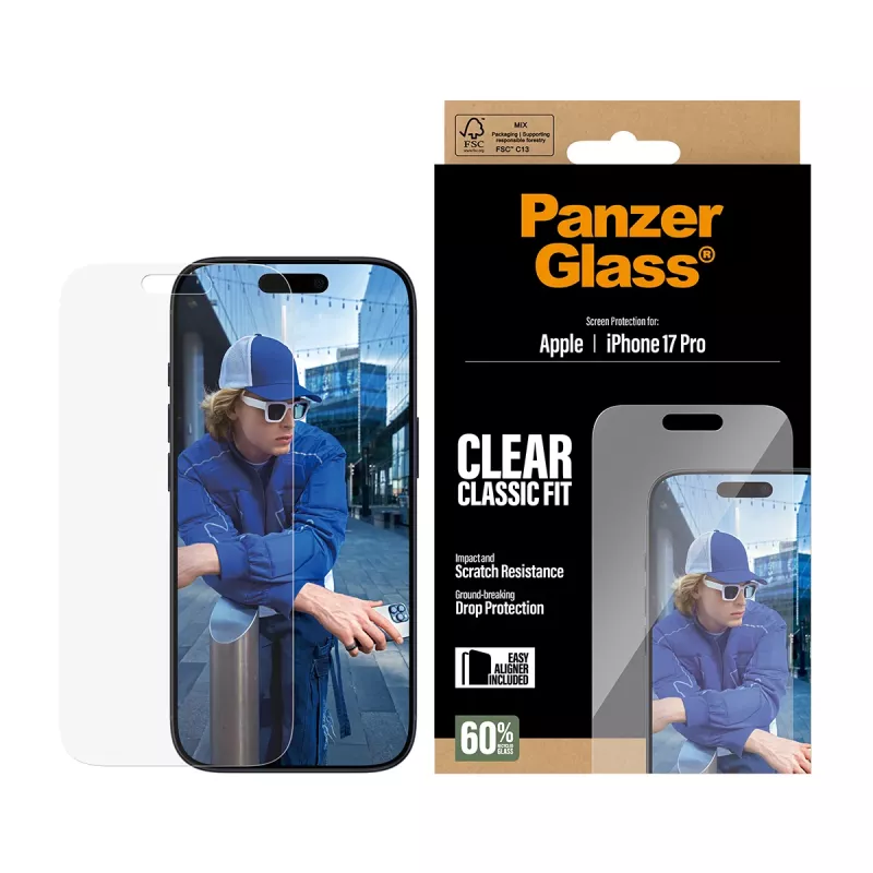 PanzerGlass iPhone 17 Pro Classic Fit EasyAligner pellicola protettiva per display, antigraffio, antishock