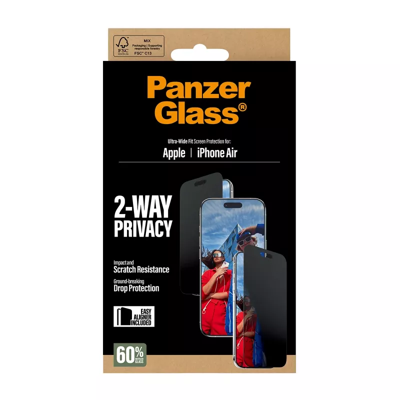 PanzerGlass ® 2-Way Privacy Screen Protector iPhone Air | Ultra-Wide Fit con EasyAligner
