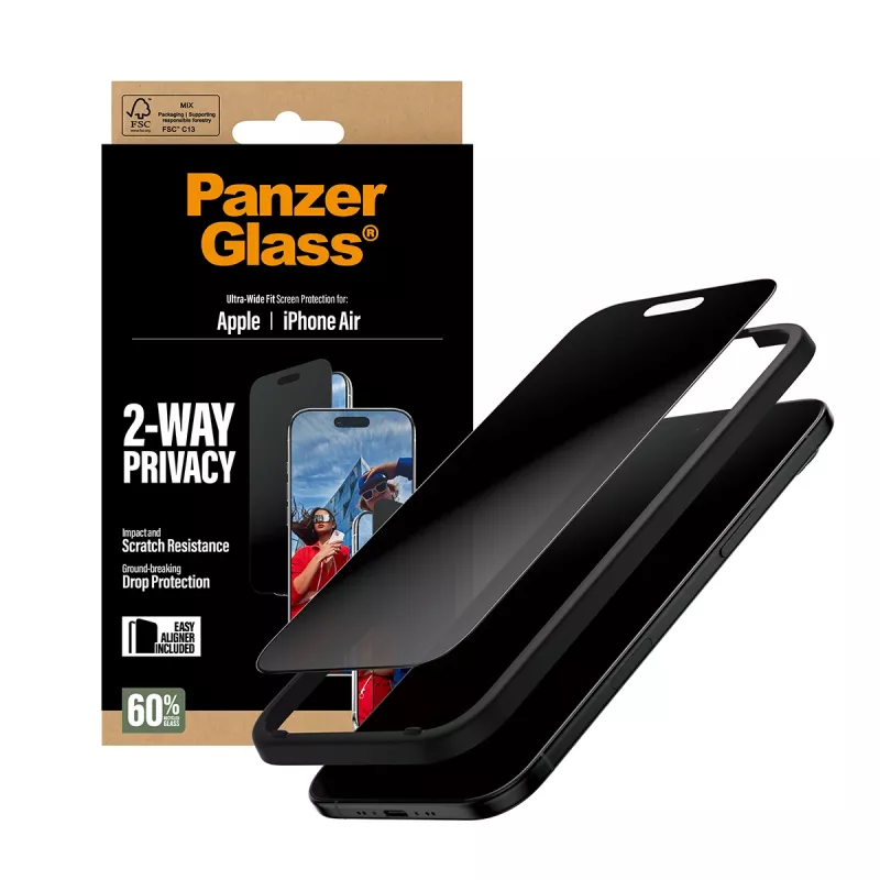 PanzerGlass ® 2-Way Privacy Screen Protector iPhone Air | Ultra-Wide Fit con EasyAligner