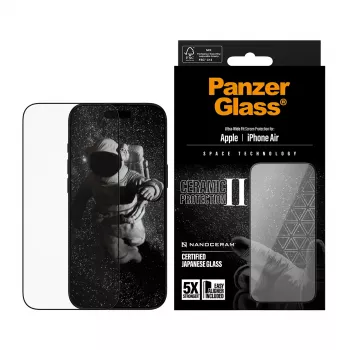 PanzerGlass Ceramic II pellicola protettiva per display per iPhone Air Ultra-Wide Fit con EasyAligner, vetro temperato, PET, silicone, trasparente, 1 pezzo