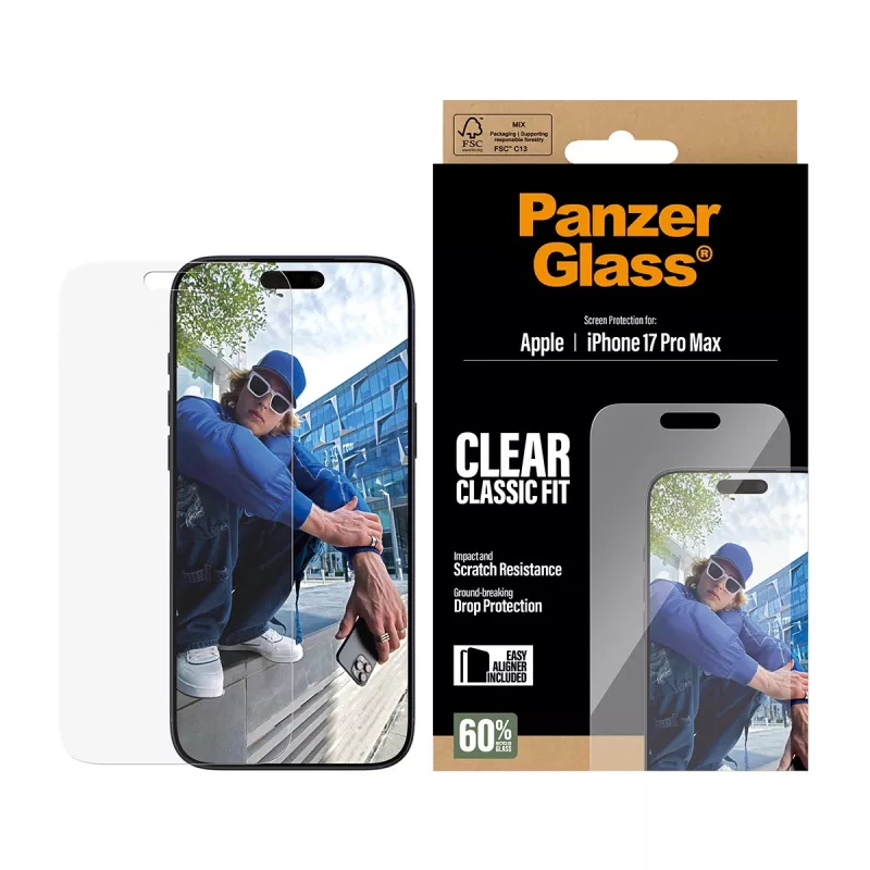 PanzerGlass ® pellicola protettiva per display iPhone 17 Pro Max | Classic Fit con EasyAligner