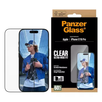 PanzerGlass ® pellicola protettiva per display iPhone 17 | iPhone 16 Pro | Ultra-Wide Fit con EasyAligner