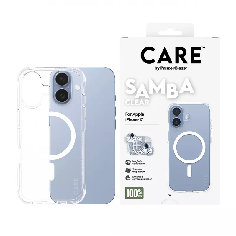 Cover PanzerGlass CARE by Fashionable Case Samba trasparente con MagSafe bianco iPhone 17