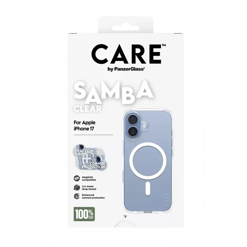Cover PanzerGlass CARE by Fashionable Case Samba trasparente con MagSafe bianco iPhone 17