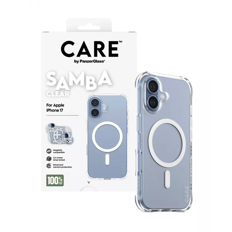 Cover PanzerGlass CARE by Fashionable Case Samba trasparente con MagSafe bianco iPhone 17