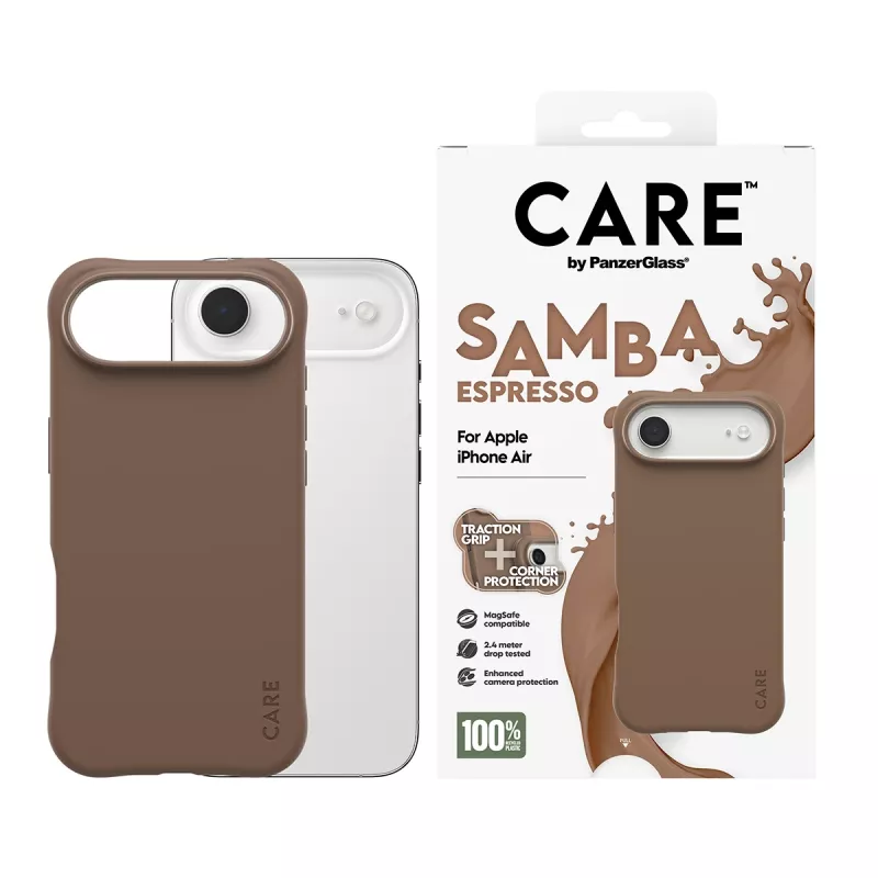 Cover PanzerGlass CARE by Fashionable Case Samba Espresso compatibile MagSafe iPhone 17 Air