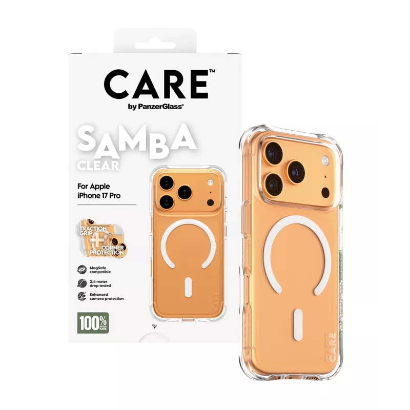 PanzerGlass CARE™ by ® Samba Case trasparente con MagSafe bianco iPhone 17 Pro