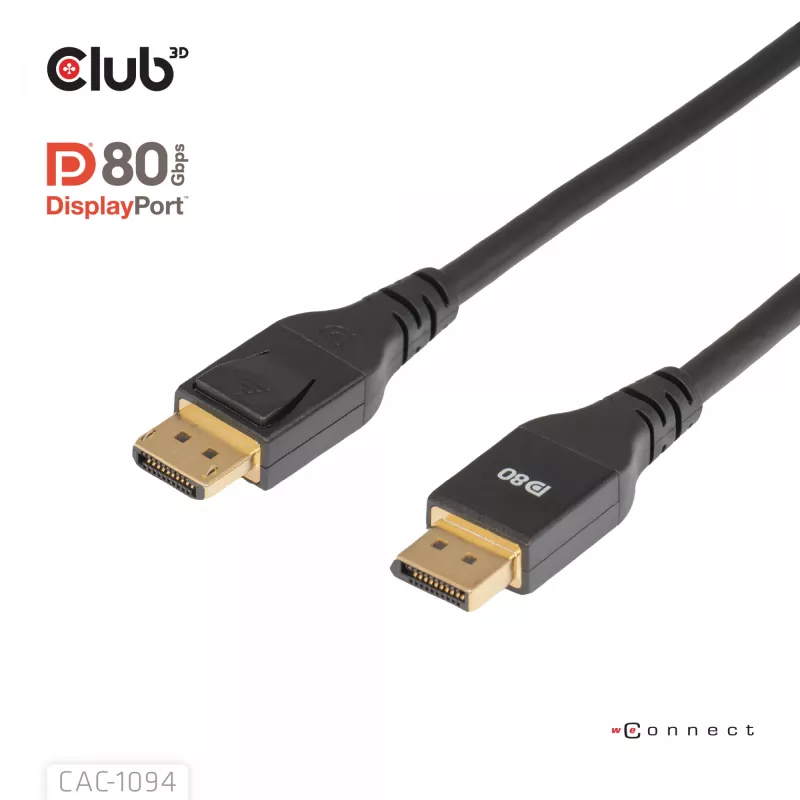 Club 3D CAC-1094 cavo DisplayPort 2.1 certificato VESA DP80 8K 240 Hz, 2 m (6,56 ft), nero