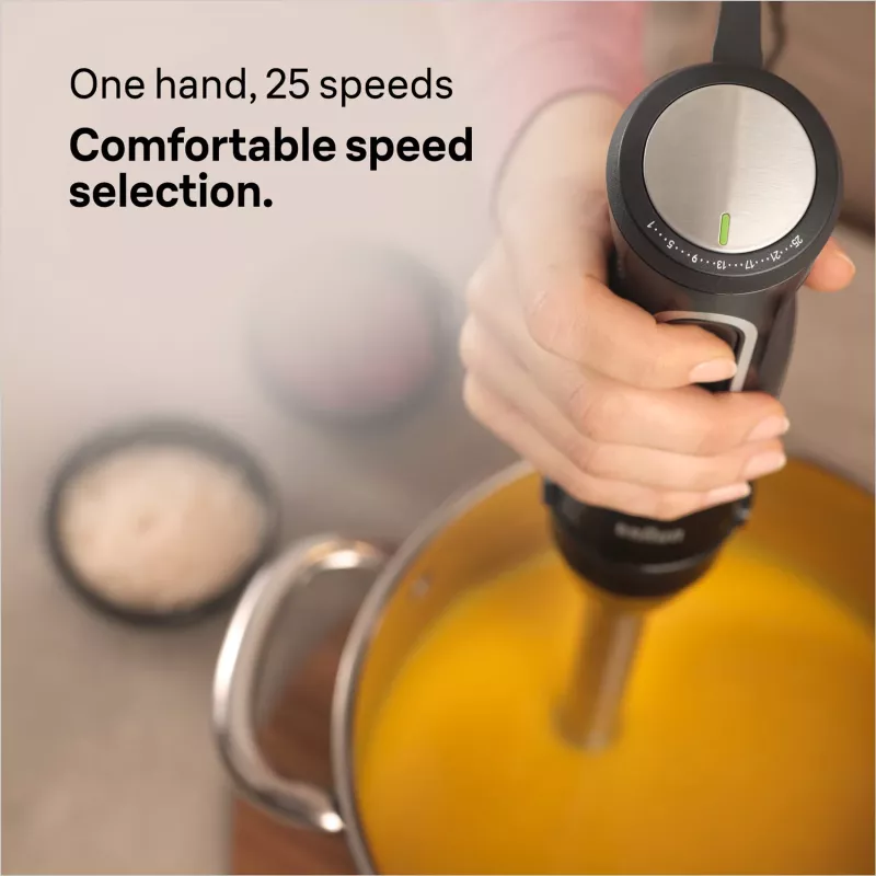 Braun MultiQuick 5 Pro MQ55755M frullatore a immersione 1000 W, 25+1 velocità, piede in metallo, bicchiere, frusta, nero