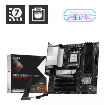 Scheda madre MSI PRO B850M-P WIFI micro ATX, AMD B850, Socket AM5, 4×DDR5 DIMM, 3×M.2, Wi‑Fi 7, 5Gb LAN