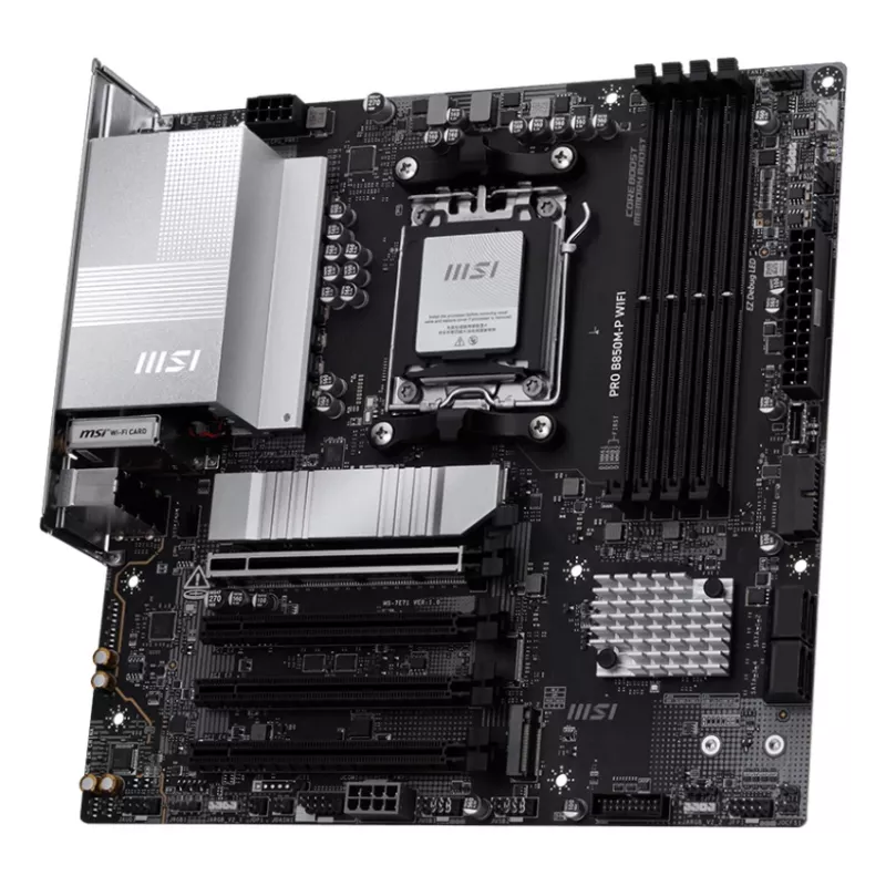 Scheda madre MSI PRO B850M-P WIFI micro ATX, AMD B850, Socket AM5, 4×DDR5 DIMM, 3×M.2, Wi‑Fi 7, 5Gb LAN