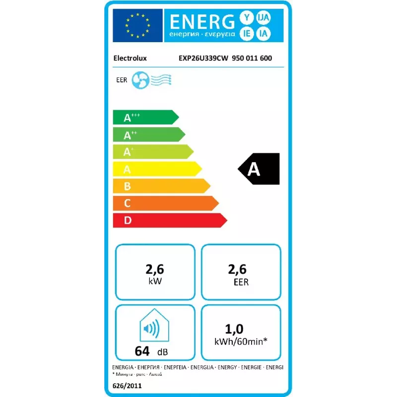 Electrolux EXP26U339CW Condizionatore portatile 64 dB bianco