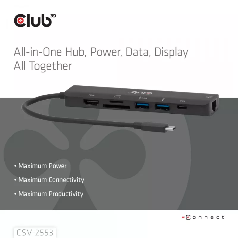 CLUB3D CSV-2553 hub interfacce USB Type-C 5000 Mbit/s nero