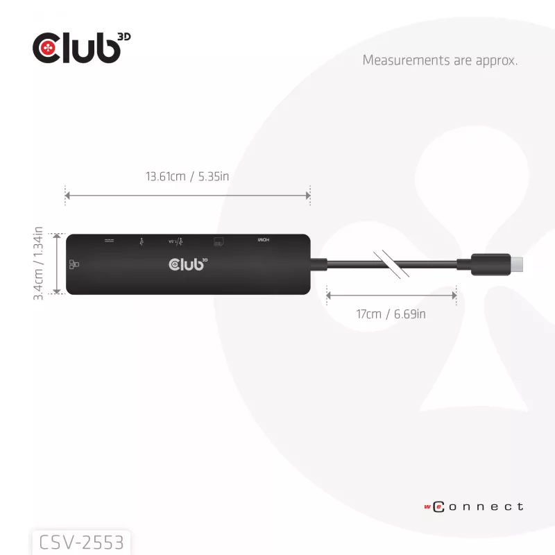 CLUB3D CSV-2553 hub interfacce USB Type-C 5000 Mbit/s nero