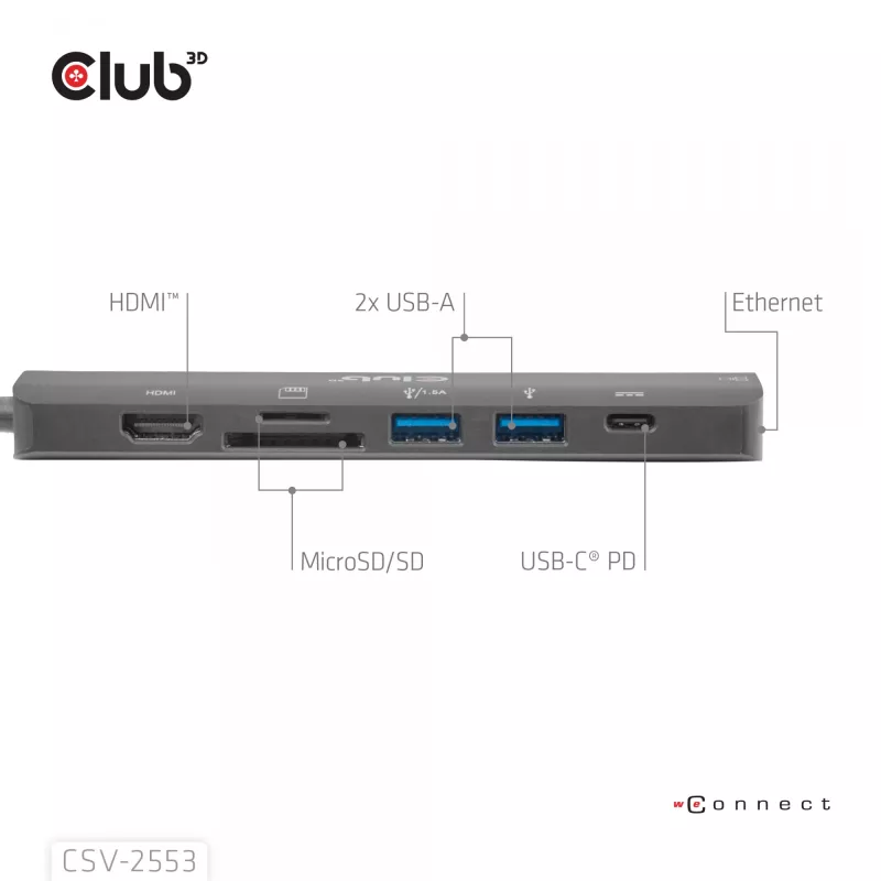 CLUB3D CSV-2553 hub interfacce USB Type-C 5000 Mbit/s nero