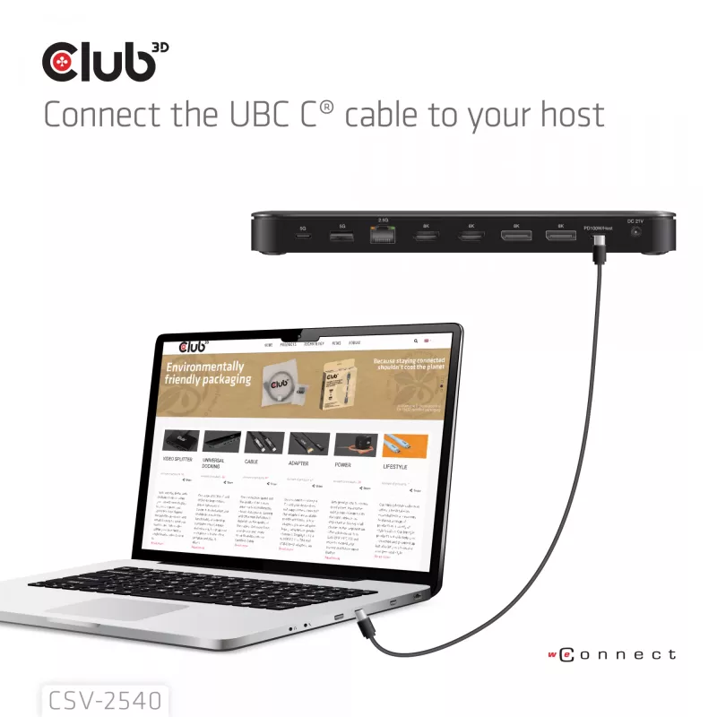 Docking station CLUB 3D 14-1 USB-C Quad Display USB4 con 2× porte USB 2.0