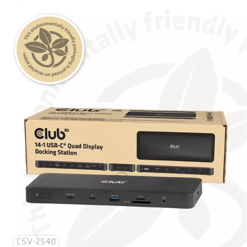 Docking station CLUB 3D 14-1 USB-C Quad Display USB4 con 2× porte USB 2.0