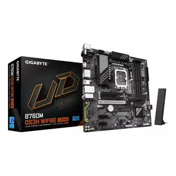 GIGABYTE B760M DS3H WIFI6E GEN5 scheda madre - supporta CPU Intel Core 14ª gen, VRM digitale 6+2+1 fasi, fino a 5600MHz DDR5, 2xPCIe 4.0 M.2, Wi-Fi 6E, 2.5GbE LAN, USB 3.2 Gen2