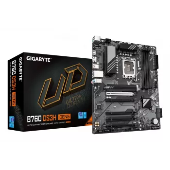 GIGABYTE B760 DS3H GEN5 scheda madre - supporta CPU Intel Core 14ª gen, VRM digitale 8+2+1 fasi, fino a 5600 MHz DDR5, 2xPCIe 4.0 M.2, 1GbE LAN, USB 3.2 Gen 2x2