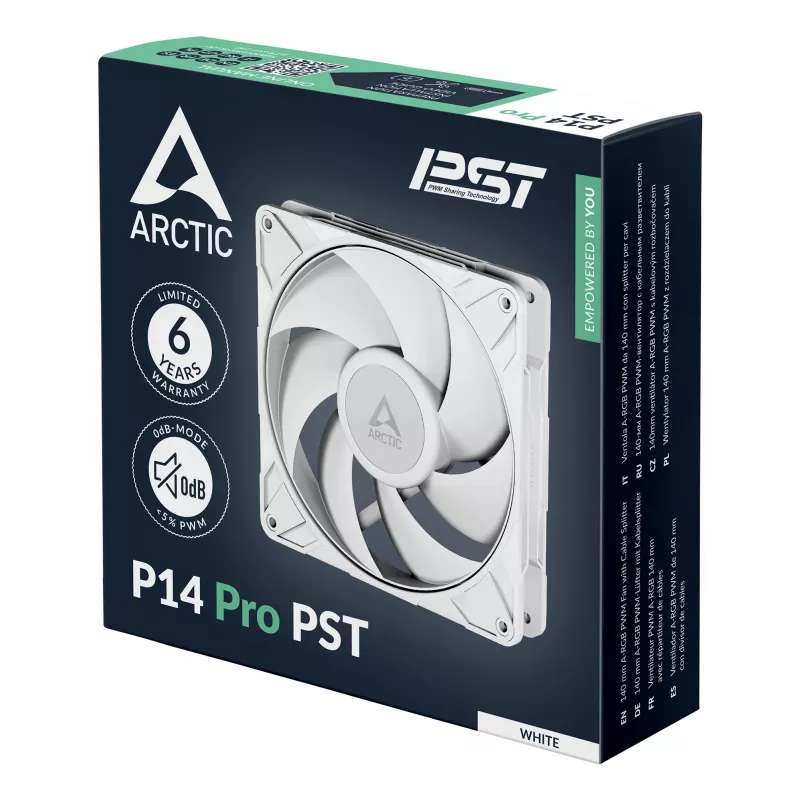 ARCTIC P14 Pro PST (bianco) ventola PWM 140 mm con sdoppiatore