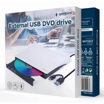 GEMBIRD lettore DVD USB esterno, bianco-nero