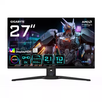 GIGABYTE AORUS FO27Q5P monitor gaming OLED QHD – 2560 x 1440, 500 Hz, 0,03 ms, KVM, 300 cd/m², FreeSync Premium Pro, DisplayHDR True Black 500, DisplayPort 2.1