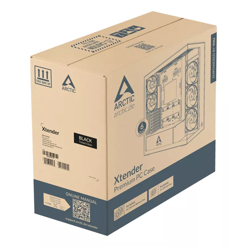 ARCTIC Xtender (nero) case per PC E-ATX Premium, Midi-Tower, PC, nero, EATX, metallo, vetro temperato, gaming