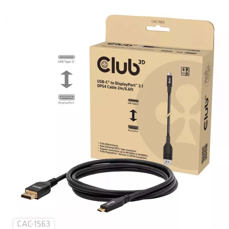 CLUB3D CAC-1563 Cavo adattatore video 2 m USB Type-C DisplayPort nero