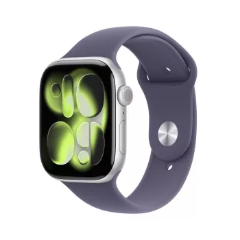 APPLE Watch Series 11 GPS 46mm cassa in alluminio argento con cinturino sportivo lilla nebbia S/M