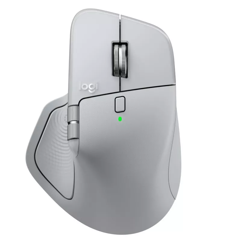 Mouse Logitech MX Master 4 — per destrorsi, laser 8000 DPI, RF wireless + Bluetooth, 8 tasti, grigio