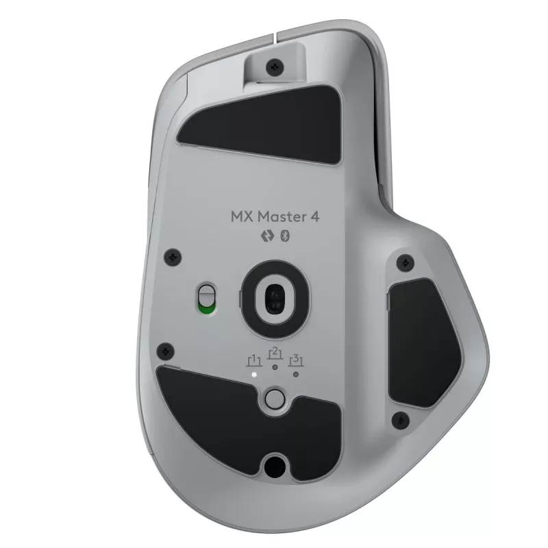 Mouse Logitech MX Master 4 — per destrorsi, laser 8000 DPI, RF wireless + Bluetooth, 8 tasti, grigio