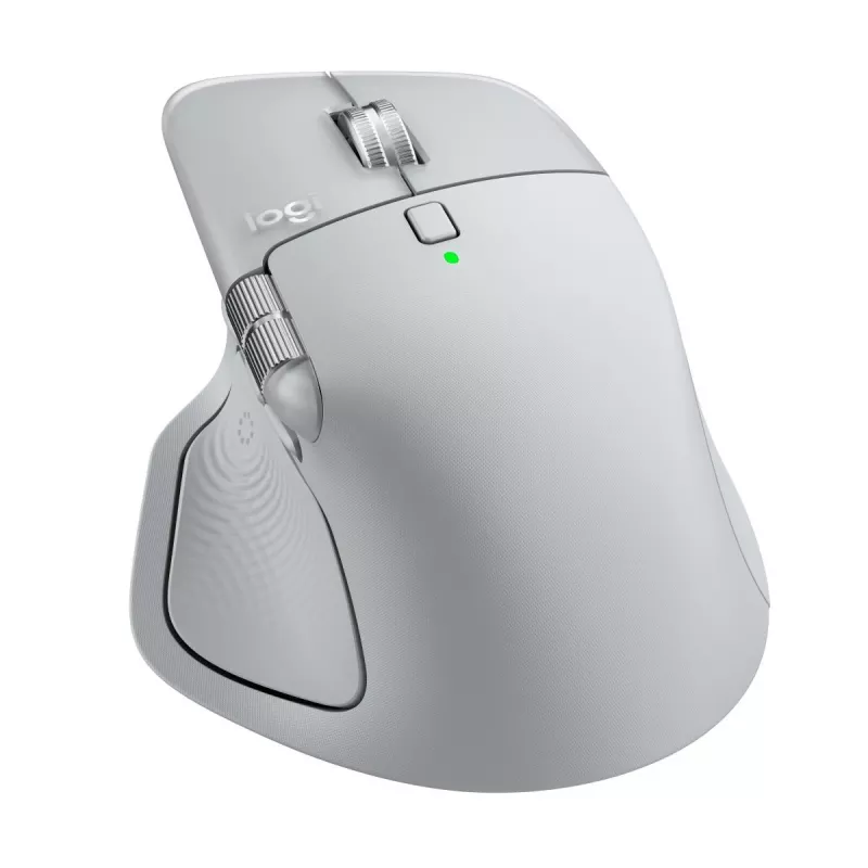 Mouse Logitech MX Master 4 — per destrorsi, laser 8000 DPI, RF wireless + Bluetooth, 8 tasti, grigio