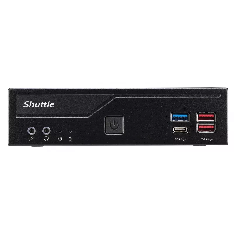 Shuttle Slim PC DH770, S1700, 2x HDMI, 2x DP, 2x 2.5G LAN, 2x COM, 8x USB, 1x 2,5 inch, 2x M.2, funzionamento continuo 24/7, incl. VESA