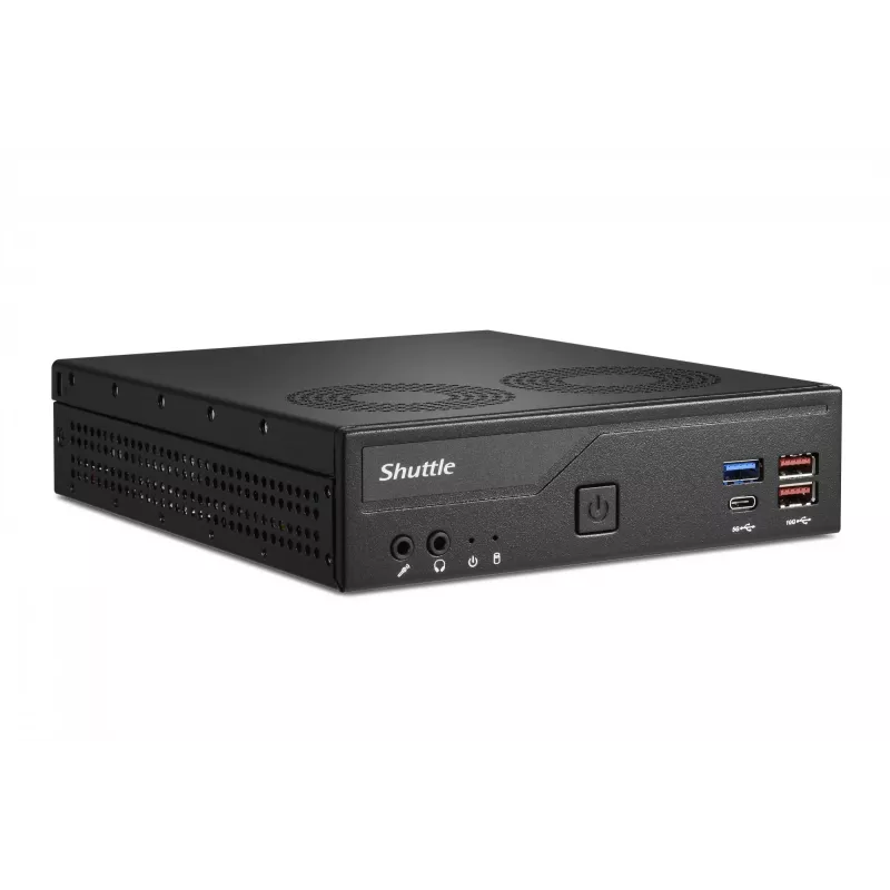 Shuttle Slim PC DH770, S1700, 2x HDMI, 2x DP, 2x 2.5G LAN, 2x COM, 8x USB, 1x 2,5 inch, 2x M.2, funzionamento continuo 24/7, incl. VESA