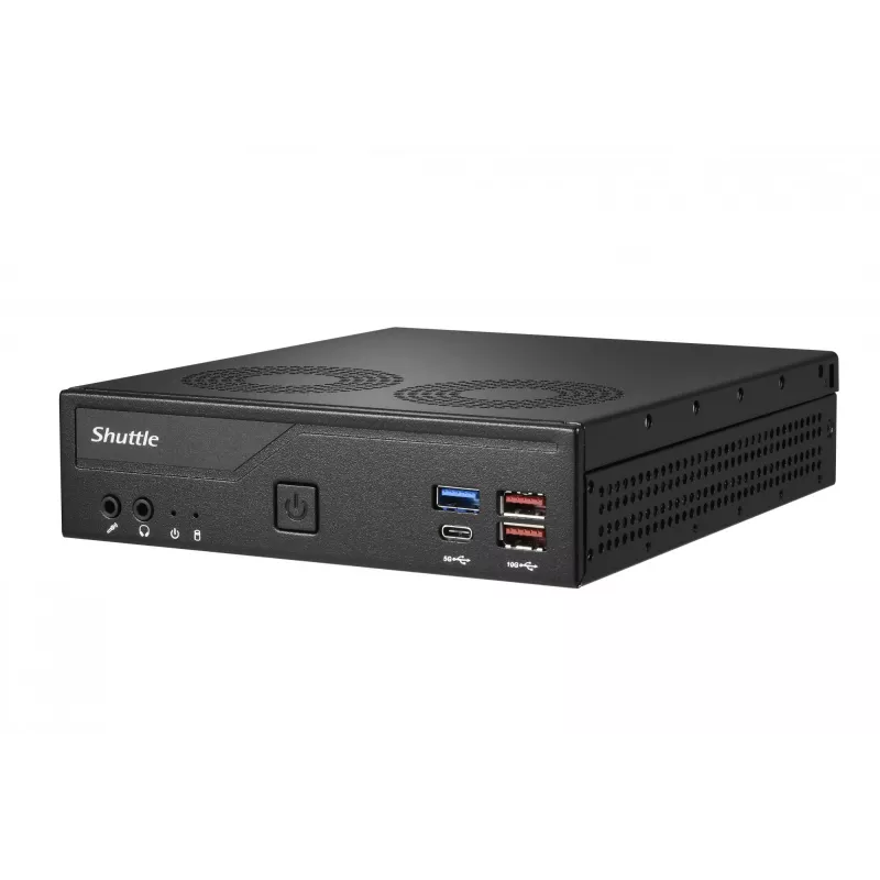 Shuttle Slim PC DH770, S1700, 2x HDMI, 2x DP, 2x 2.5G LAN, 2x COM, 8x USB, 1x 2,5 inch, 2x M.2, funzionamento continuo 24/7, incl. VESA