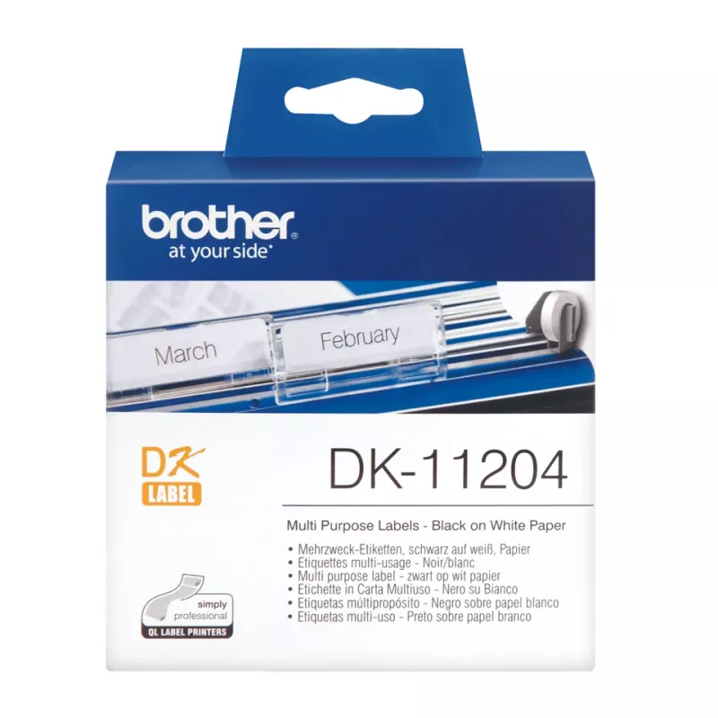 Brother etichette multiuso, nero su bianco, 400 pz., DK, bianco, termico diretto, Cina