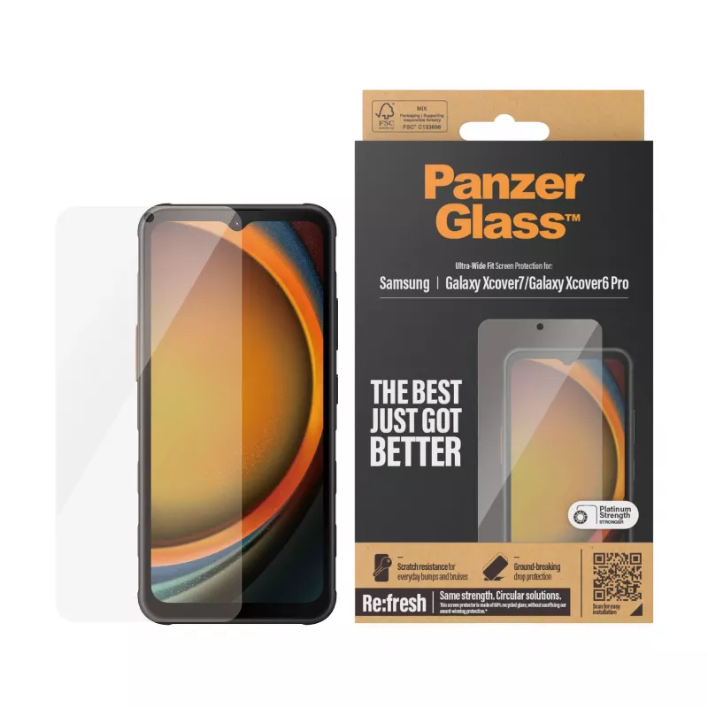 PanzerGlass ® pellicola protettiva per display Samsung Galaxy Xcover7 | Xcover6 Pro | Ultra-Wide Fit