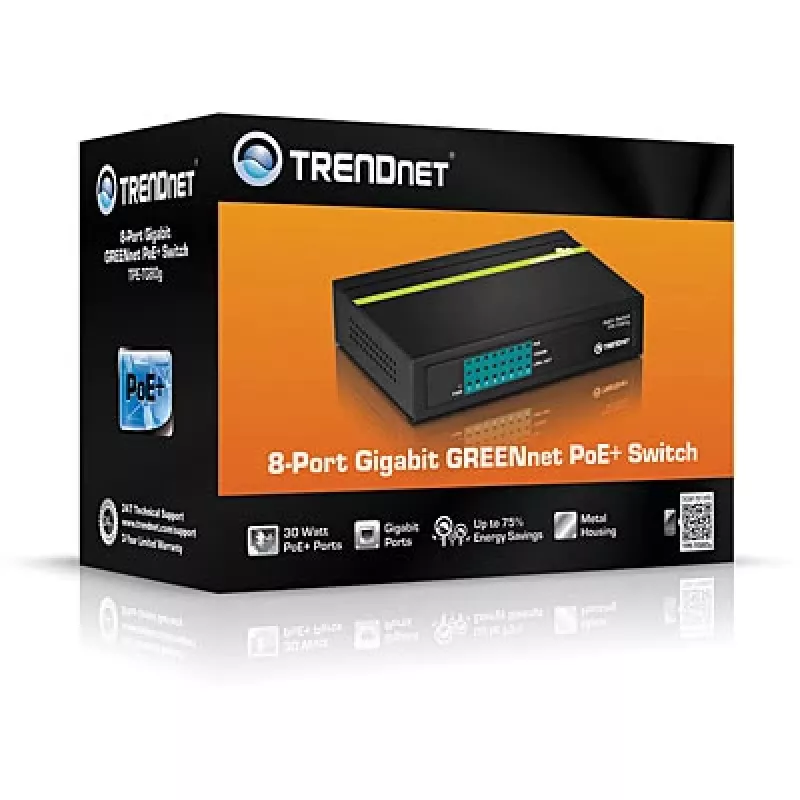 TRENDNET switch PoE+ 8 porte Gigabit Greennet 8x GbE PoE+