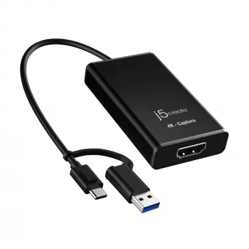 j5create JVA11-N adattatore di acquisizione HDMI™ 4K, nero, USB 3.2 Gen 1 (3.1 Gen 1), 3840 x 2160 pixel, alluminio, 0,19 m, Taiwan