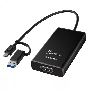 j5create JVA11-N adattatore di acquisizione HDMI™ 4K, nero, USB 3.2 Gen 1 (3.1 Gen 1), 3840 x 2160 pixel, alluminio, 0,19 m, Taiwan