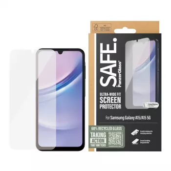 PanzerGlass SAFE. by ® pellicola protettiva per display per Samsung Galaxy A15 | A15 5G | Ultra-Wide Fit con EasyAligner