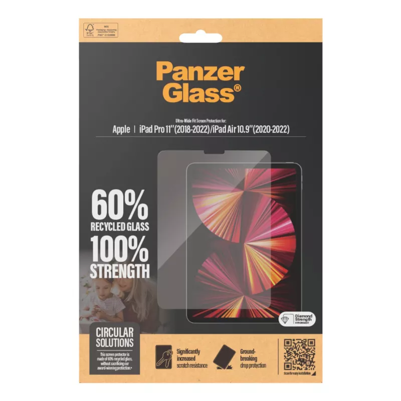 PanzerGlass® pellicola protettiva per display iPad Pro 11'' (2018-2022) | iPad Air 10,9'' (2020, 2022) | Ultra-Wide Fit