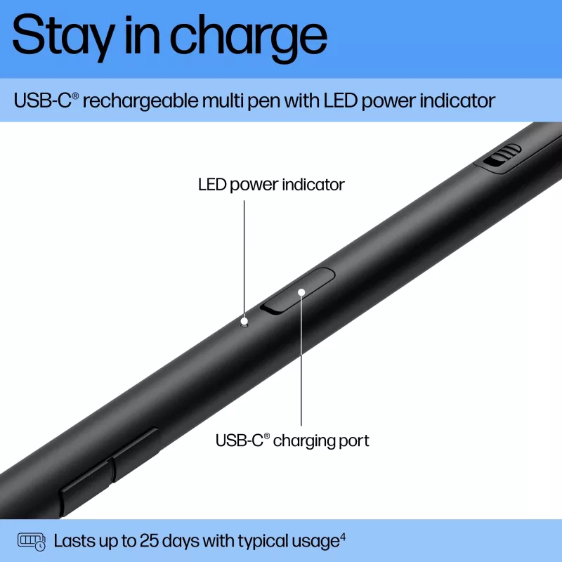 HP 705 Multi-Pen ricaricabile, laptop, HP, nero, integrato, litio-ione (Li-Ion), Cina