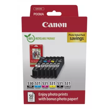 Cartuccia toner Canon PGI-530/CLI-531 PVP 6 pezzi originale nero, ciano, grigio, magenta, nero fotografico, giallo