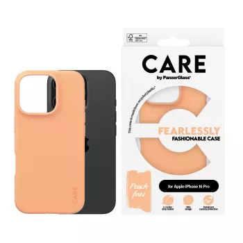 PanzerGlass CARE by custodia alla moda Peachy iPhone 16 Pro custodia trasparente